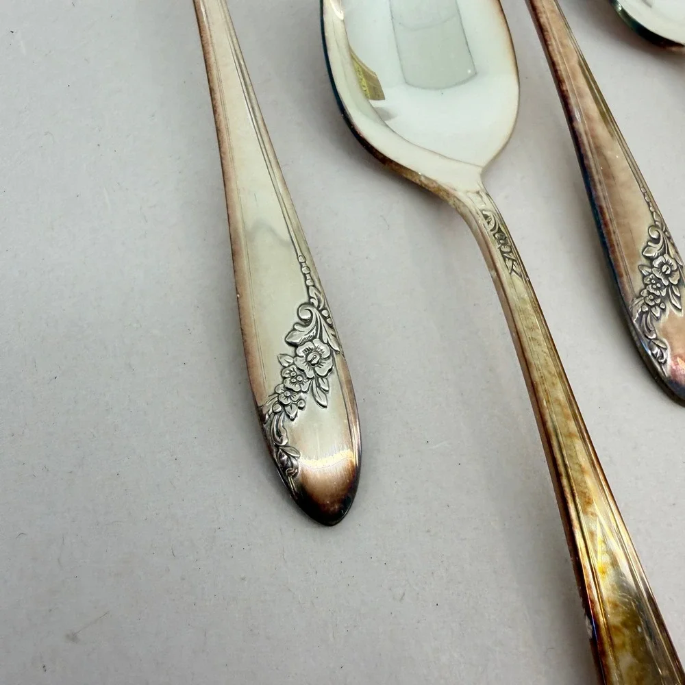 Oneida Community Tudor Plate Fortune Mystic Silverplated Spoons Set of 4 Vintage